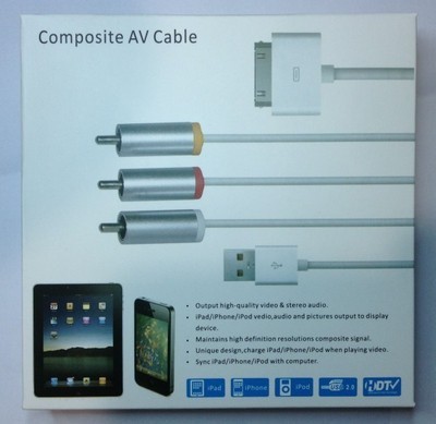 【果ipad2/3 iPhone4s連接電視線/av線 av視頻線 工廠優勢產品廠家】價格,廠家,圖片,蘋果數碼配件,深圳市芯通電子-